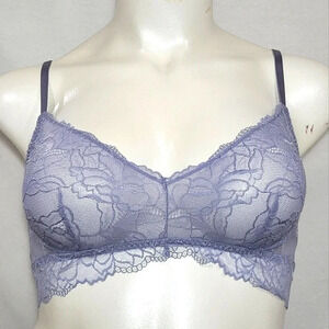 XS X-SMALL Gilligan OMalley Floral Lace Bralette Bra Blue NWT